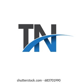 initial letter TN logotype company name colored blue and grey swoosh design. vector logo for business and company identity.
