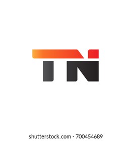 Initial letter TN, straight linked line bold logo, gradient fire red black colors