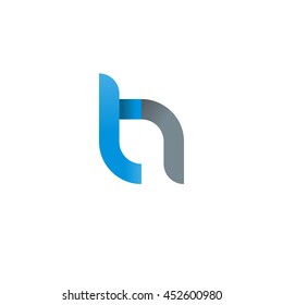 initial letter tn, th, modern linked circle round lowercase logo blue gray