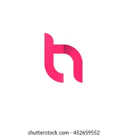 initial letter tn, th, modern linked circle round lowercase logo pink