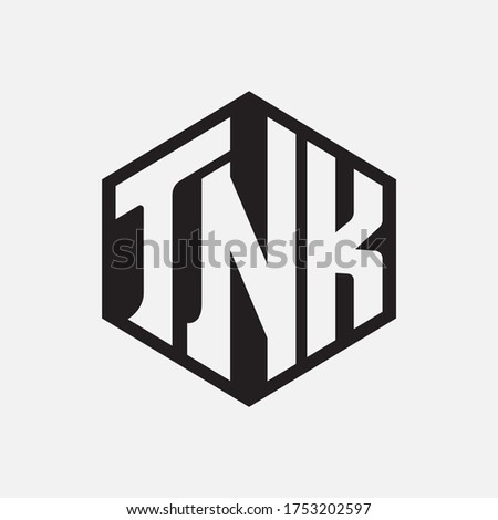 Initial letter TNK, TKN, KTN, KNT, NKT or NTK overlapping, interlock, monogram logo, black and white color on white background