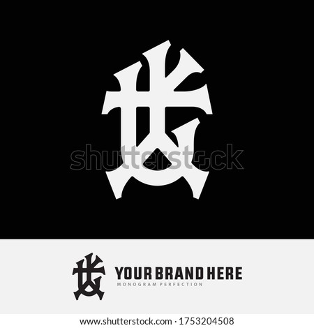 Initial letter TNK, TKN, KTN, KNT, NKT or NTK overlapping, interlock, monogram logo, black and white color on black background