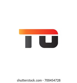 Initial letter TO, straight linked line bold logo, gradient fire red black colors