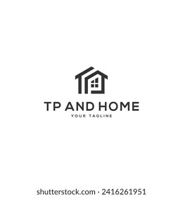 Vector de diseño de logotipo inmobiliario inicial de la carta TP