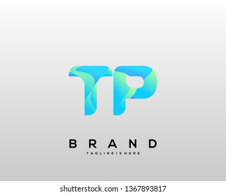 Initial letter TP logo with colorful background, letter combination logo design for creative industry, web, business and company. - Vector