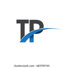 initial letter TP logotype company name colored blue and grey swoosh design. vector logo for business and company identity.
