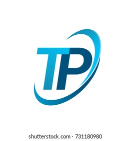 initial letter TP logotype company name colored blue swoosh design concept. vector logo for business and company identity.