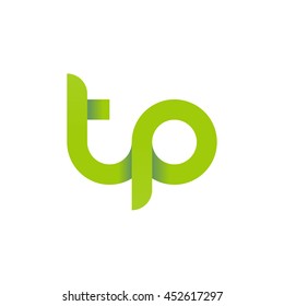 initial letter tp modern linked circle round lowercase logo green