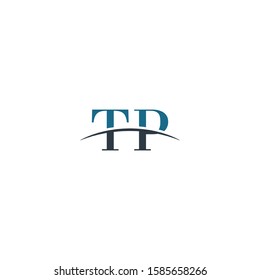 Initial letter TP, overlapping movement swoosh horizon logo company design inspiration in blue and gray color vector