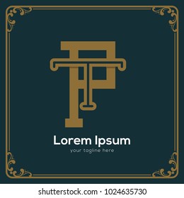 initial letter tp vintage style