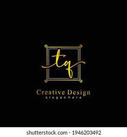 Ursprünglicher Brief TQ Kalligrafie handgeschriebenes Logo. Handgeschriebenes Alphabet in der Logo-Vorlage. Buchstaben und Alphabet für Ihr Logo-Design.