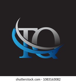 initial letter TQ logotype company name colored blue and grey swoosh design. vector logo for business and company identity.