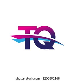 initial letter TQ logotype company name colored blue and magenta swoosh design. vector logo for business and company