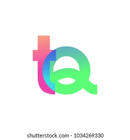 Initial Letter TQ Lowercase Logo green, pink and Blue, Modern and Simple Logo Design.