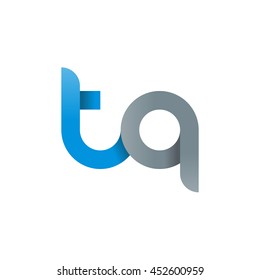 initial letter tq modern linked circle round lowercase logo blue gray