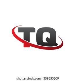initial letter TQ swoosh ring company logo red black