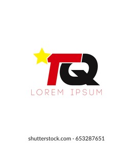 Initial letter tq yellow star logo red black