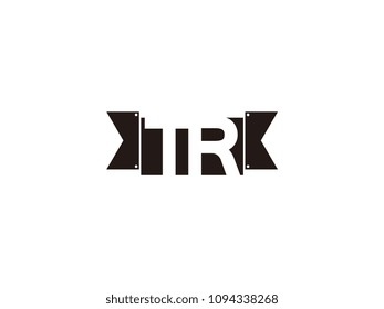 Initial letter tr black ribbon logo design