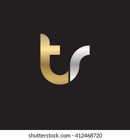 initial letter tr linked round lowercase logo gold silver black background