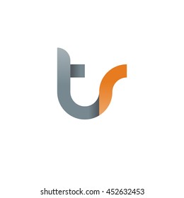 initial letter tr modern linked circle round lowercase logo orange gray
