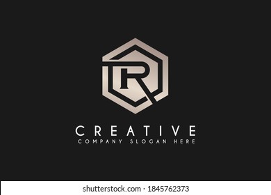 Initial Letter TR R logo design template element. letter TR R icon. Suitable for business and financial logos isolated on black background