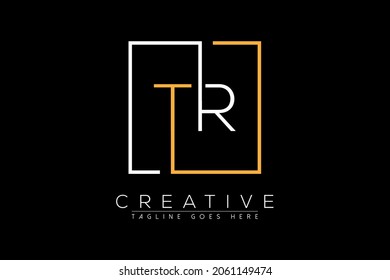 Initial letter tr, rt, t, r elegant and luxury Initial with Rectangular frame minimal monogram logo design vector template