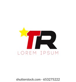 Initial letter tr yellow star logo red black