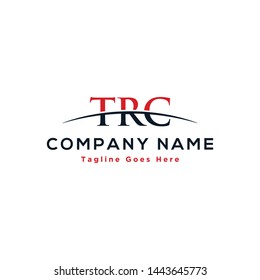 Initial letter TRC, overlapping movement swoosh horizon logo company design inspiration in red and dark blue color vector