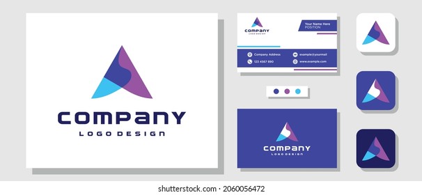 Letra inicial A Triángulo Coloroso diseño de logotipo de monograma con tarjeta de presentación de plantilla