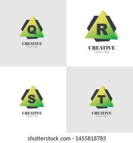 Initial Letter Triangle Design Logo with Green Color Set.