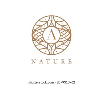 initial letter A Tropical Leaf logo. Emblem Logo Vector illustrations. Vector Logo design for natural products, flower shop, cosmetics, ecology concepts, health, spa.