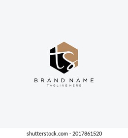 Initial letter TS handwritten in logo design template.