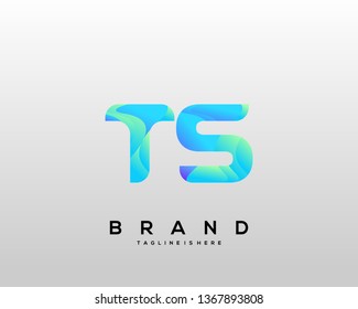 Initial letter TS logo with colorful background, letter combination logo design for creative industry, web, business and company. - Vector