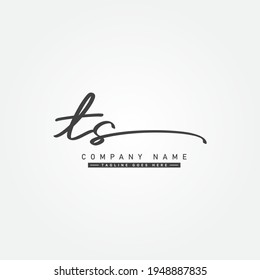 Logotipo de la carta inicial TS - Logo del estilo de firma manuscrita