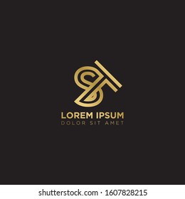 Initial Letter TS ST linked uppercase overlap modern gold logo vector design template. Suitable for business, consulting group company.