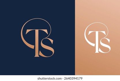 Initial letter TS ST logo design vector illustration for couple, wedding, and business