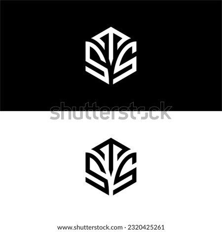 Initial letter TSS hexagon logo design, flourish, develop, natural, luxury, simple, finance logo, real estate, suitable for your company.