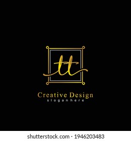 Ursprünglicher Brief TT Kalligrafie handgeschriebenes Logo. Handgeschriebenes Alphabet in der Logo-Vorlage. Buchstaben und Alphabet für Ihr Logo-Design.