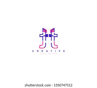 Initial Letter TT Linear Pop Art Vibrant Modern Trendy Logotype