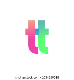 Initial Letter TT Lowercase Logo green, pink and Blue, Modern and Simple Logo Design.