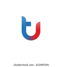 initial letter tu linked round lowercase logo blue red