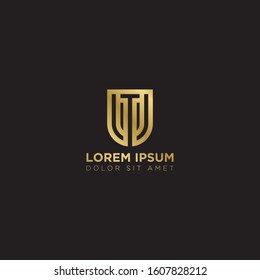 Initial Letter TU linked uppercase overlap modern gold logo vector design template. Suitable for business, consulting group company.