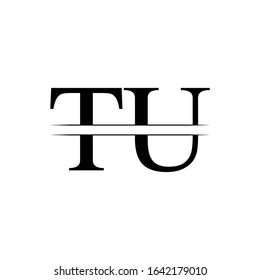 Initial Letter TU Logo Design Vector Template. Linked Typography TU Letter Design