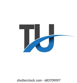 initial letter TU logotype company name colored blue and grey swoosh design. vector logo for business and company identity.
