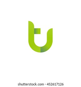 initial letter tu modern linked circle round lowercase logo green