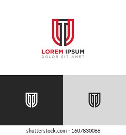 Initial Letter TU UT linked uppercase overlap modern logo design template. Suitable for business, consulting group company