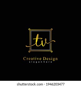 Initial letter TV calligraphy handwritten logo. Handwritten alphabet in the logo template. Letters and Alphabet for your logo design.