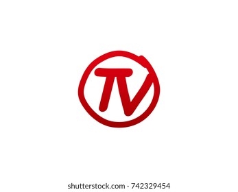 The initial letter TV handwritten logo