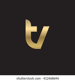 initial letter tv linked round lowercase logo gold black background