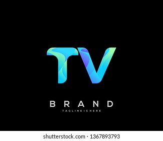 Initial letter TV logo with colorful background, letter combination logo design for creative industry, web, business and company. - Vector